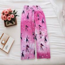 Mattel 1pc Monster Hunt Flannel Cartoon Pajama Pants For Women In Autumn And Winter, New Cute Cartoon Printed Straight Leg And Velvet Casual Pants, Versatile And Fashionable Pajama Pants, Cute Printed Witch Hunt Group Rumi - Multicolor - View 22