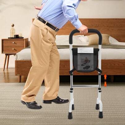 SHIOUCY 136kg/299.83 Lbs Standing Aid For Seniors, Mobility Standing Aid Rail, Carbon Steel Stand Assist