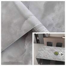 1 Roll Light Luxury Light Grey Marble Self-Adhesive Wallpaper Waterproof And Oil Resistant Kitchen Countertop Wall Stickers Bathroom Furniture Renovation Wallpaper Vinyl Wall Contact Paper Thickened And Durable Easy To Install And Detachable. 15.7inx39.3/118.1/196.8in - Light Grey - View 2