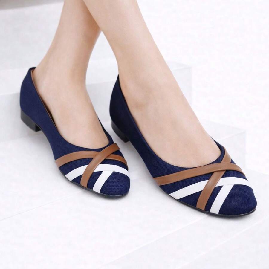 Women Flats - Navy Blue - View 1