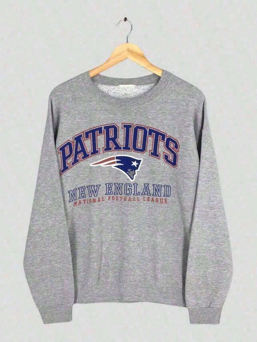 HoodieVintage Sweatshirt New England Patriot (2)Loose And Comfortablewinter Clothes For Women New Years Outfit WomenWomen'S Sweatshirt - Black With Colorful Lettering, Soft Crewneck Pullover For Everyday & Special Occasions, Fall/Spr - Xám - Xem 1