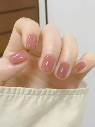 24pcs Press On Nails Short French Nails Y2k Pink Nails Square Fashion Glitter Simple Reusable Press On Acrylic Nails Fake Nails Supplies Free Of 24 Pieces Of Jelly Tabs And A Mini File