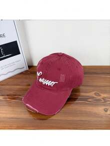 男女通用柔软顶部刺绣新款春季大头围棒球帽，宽檐修饰脸型棒球帽 - A - 查看 4