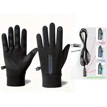 RAF USB加热手套，3档温度可调，兼容触屏，弹性袖口，可手洗，时尚设计 - 适合户外冬季活动，冬季手套 | 现代手套设计 | 耐用手套，兼容触屏，过热保护 - 适合滑雪、单板滑雪、打字、游戏 - 寒冷天气和电脑使用的理想之选 - 男女通用人体工学冬季手套，保暖手套，加热垫