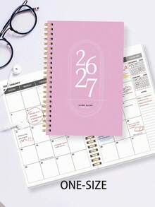 全新 1 本 2026 年 1 月至 2027 年 12 月月度计划本，简约活页式，粉色，包含每日、每周和每月计划，2026 至 2027 年计划本，适合女性、成人、教师、母亲节、房间装饰等场合，也可作为学校办公用品。 - 彩色 - 查看 8