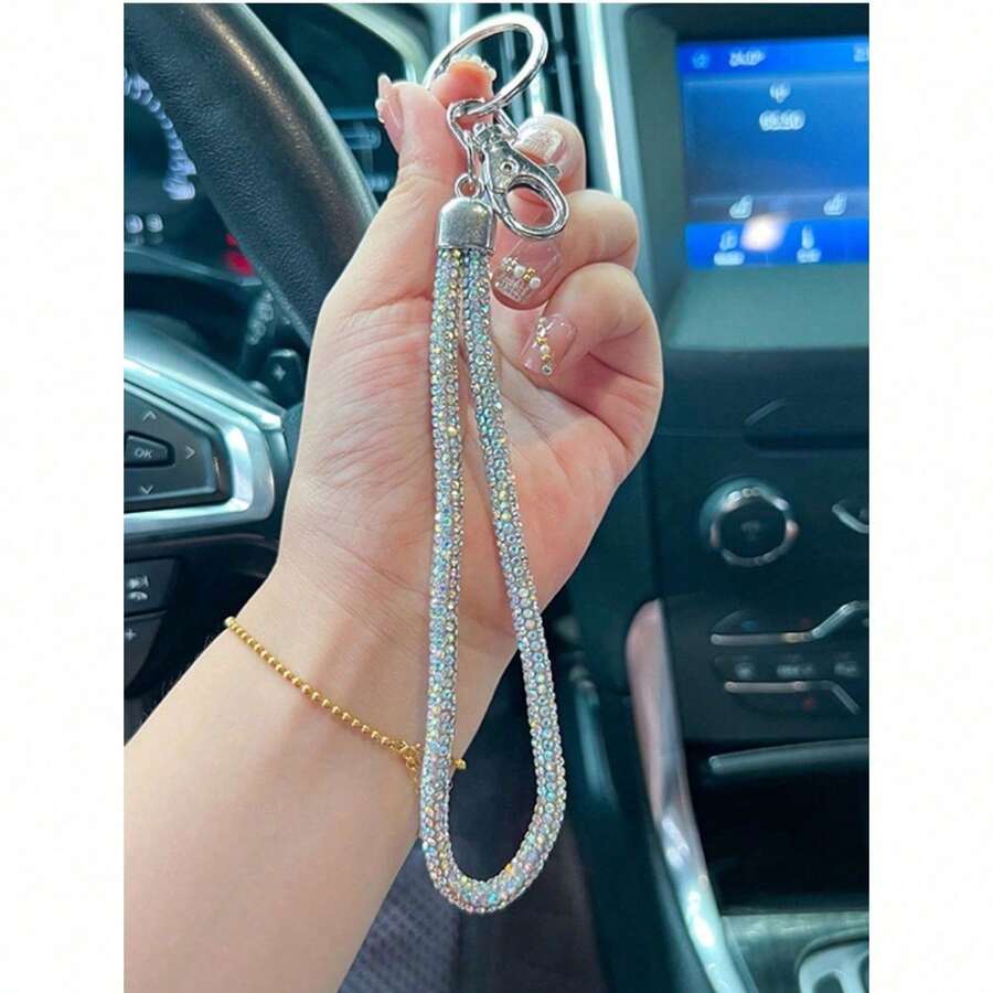 1条时尚水钻手机挂绳，带钥匙扣，女士款，闪亮钥匙包挂饰，配有腕带，可爱哥特风Y2K配饰，时尚书包和汽车装饰，别致日常礼物纪念品，兼容安卓和大多数智能手机，送给母亲、家人、朋友、孩子、生日、节日的礼物 - AB Color - 查看 1