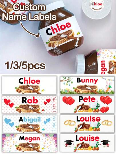 1/2/4/8 piezas Etiquetas personalizadas para tarros, decoraciones para fiestas, adecuadas para reuniones y celebraciones, sorpresa exclusiva para amantes del chocolate. Regalo del Día de San Valentín, etiquetas personalizadas para tarros de mantequilla de maní con chocolate, etiquetas con nombre personalizables, pegatinas decorativas para regalo de cumpleaños, regalo de boda, accesorios de boda, regalo para dama de honor, regalo de Navidad, decoraciones navideñas, regalo de Acción de Gracias, regalo de Año Nuevo, decoraciones para fiestas
