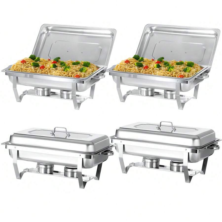 Chafing Dish Buffet Set 2/4/5/6/8/10 Pack 8QT Stainless Steel Food Warmer Chafer Complete Set For Home Party, Buffets, Wedding - 4 Pack - View 1