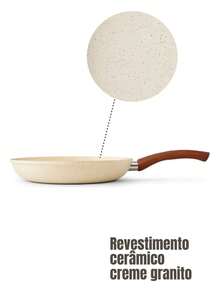 Non-Stick Frying Pan With Ceramic Coating, Gas Or Induction Suitable, 24cm Or 26cm - Off-withe - View 3
