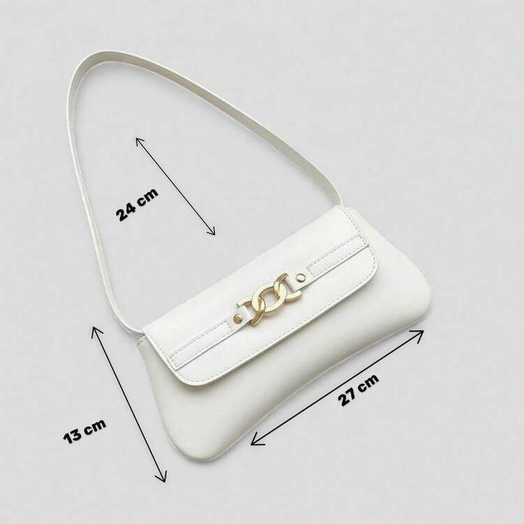 Santorini handbag Women's Shoulder Bag In Coffee Baguette Style, Casual, For Cell Phone - White - View 3