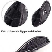 12件套高尔夫球杆头套，带魔术贴的皮革铁杆头套，适用于大多数高尔夫球杆，单面刺绣标签高尔夫球杆头套 - 彩色 - 查看 9