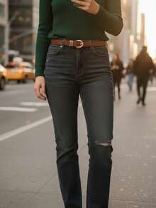 Women's Belt With Buckle, Gold, Casual, Sexy, Elegant, PU Leather, Metal Buckle 2026 - 藏蓝色 - 查看 4