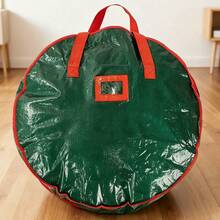 Christmas Ribbon Storage Bag, Christmas Tree Ball Vine Storage Bag, Christmas Decorative Flock Ribbon, Christmas Storage Bag, Artificial Wreath Bag, Double Zippered Wreath Storage Belt With Durable Handles - Green - View 2