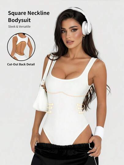 This Sexy Square-Neck Bandeau Top Features A Shaping Design That Highlights The Waistline. This Women's Wide-Shoulder Bandeau Top Has An Open-Back Design, Which Can Be Made Into A One-Piece Outfit, Perfectly Shaping The Figure And Back Lines. Suitable For All Seasons, Comfortable For Daily Wear.