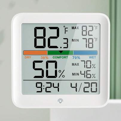 Indoor Thermometer Hygrometer - Multifunctional Desktop Device With Color Screen, Large Display & Backlight, Digital Clock & Perpetual Calendar, Accurate Temperature Humidity Monitor For Home