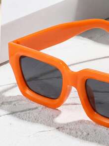 1 Pair Women's Small Square Frame Korean Style Fashion Glasses, Suitable For Summer Beach Vacation, Outdoor Activities And Travel. - Orange - View 3