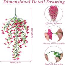 1 قطعة من الأزهار المعلقة الاصطناعية، أوراق الأوكالبتوس المزيفة للتزيين المنزلي وحفلات الزفاف والحفلات، ديكورات منزلية وحدائق وأعراس، ديكور الربيع، ديكور عيد الحب، قوس الزفاف، الجدران، الحديقة، النباتات الخضراء، غرفة النوم، المكتب الخارجي، ديكور الحفلات - روز أحمر - مشاهدة 3