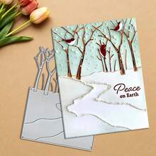 Troqueles de corte con diseño de árboles creativos, plantillas de estarcido para hacer álbumes de recortes DIY, tarjetas de felicitación, manualidades de corte de papel y plantillas de tarjetas de regalo - Plateado - Ver 6