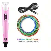 GOLDFOX 3D打印笔套装，包含10种颜色和5米PLA耗材 - 粉色 - 查看 9