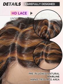 26英寸长钢琴棕金色小到中卷多层次发型合成自然假发蕾丝前假发13*6*1手工编织蕾丝化纤发日常进口丝绸派对婚礼音乐节万圣节礼物 - 間色 - 查看 8