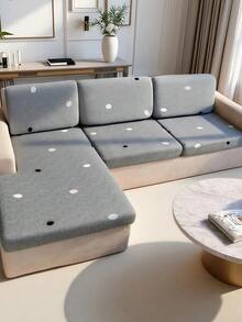 1pc Printed Stretch Sofa Seat Cushion Cover, L-Shaped Sofa Cover, Separate Sofa Back Cushion Cover, Furniture Protector, Stretch Sofa Seat Pad Cover - Light Grey - View 8