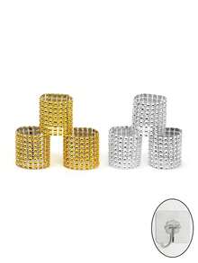 Napkin Rings,Gold Zinc Alloy Napkin Rings, Creative Open Napkin Rings,Rhinestone Napkin Ring For Restaurant, Hotel Dining Table Decor, Metal Spiral Napkin Holder, Adding Quality Touch To Your Dining Table