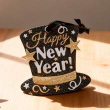Creative Happy New Year Hat Cutting Dies, DIY Scrapbooking Album And Embossing Stencil, Greeting Card Making Tool, Card Paper Cutting Crafts ,Gift Card Making Template Die Cuts. - Silver - View 10