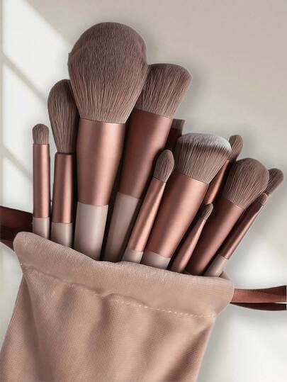 13pcs Makeup Brush Set, Soft & Fluffy, Professional Foundation Brush, Powder Brush, Eyeshadow Blending Brush, Great Gift For Beginner Makeup Lovers. Random Brown Tones. Makeup Brushes Made Of Soft Fiber Material, Easy To Carry. Set Includes: Makeup Brush Set, Makeup Brush Set, Makeup Brush Set, Complete Makeup Set, Makeup Brush Set, Makeup Gift Set.