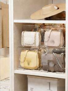 2pcs 3/4 Tier Transparent Acrylic Handbag Storage Rack - Stackable, Clear Design, Wide Opening For Easy Access, Rounded Corners To Protect Bags, Suitable For Handbags, Totes, Crossbodies And Books, Fits Various Heights, Dust-Proof, Sturdy, Maximizes Closet/Desk/Drawer/Wardrobe/Shelf Space, Perfect Gift For Bag Lovers, Students, Working Moms And Dorms - Multicolor - View 2