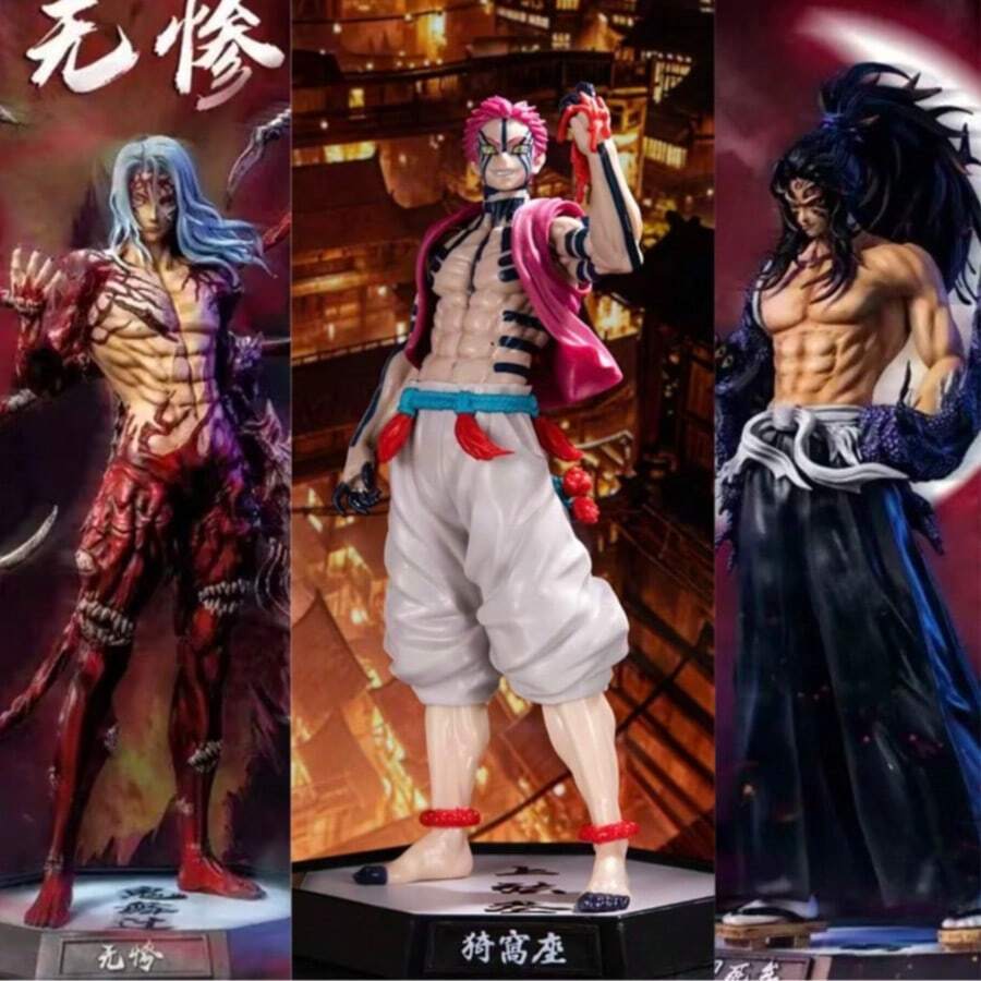 1件：鬼灭之刃角色手办 - 猗窝座、妓夫太郎、堕姬，高品质收藏品，适合圣诞节、万圣节派对、送给朋友、男女朋友的礼物、办公桌装饰 - 彩色 - 查看 1