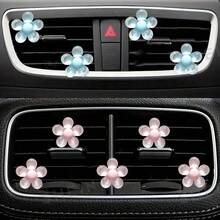 4个透明甜美五瓣花汽车出风口香氛夹，可爱花卉汽车内饰香氛扩散器装饰夹 - 果凍花朵 - 查看 1