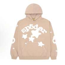 SP5DER  Spider Worldwide Tracksuit Foamed Letters Graphic Hoodies Vintage Printed Hoodie Sweatshirt Casual Oversized Long Sleeve Streetwear Hooded Pullover Streetwear Hoodies, Hooded Neck, Long Sleeve, Foamed Letters, Drop Shoulder, Loose Fit, Kangaroo Pocket, Drawstring Hoodie, Casual Pullover Sweatshirts. Easy To Wear With Leggings, Pants, Jeans, Skirts, Trousers, Etc.The Graphic Vintage Sweatshirts For Women Is A Great Choice For Daily Wear, Casual Wear, Streetwalk, City Walk, Weekends, Home Wear And So On,Suitable For Parties, Dating, Shopping, Office, Vacation, Friends Gatherings, Daily Home Life, Outdoor Activities - Màu be - Xem 1