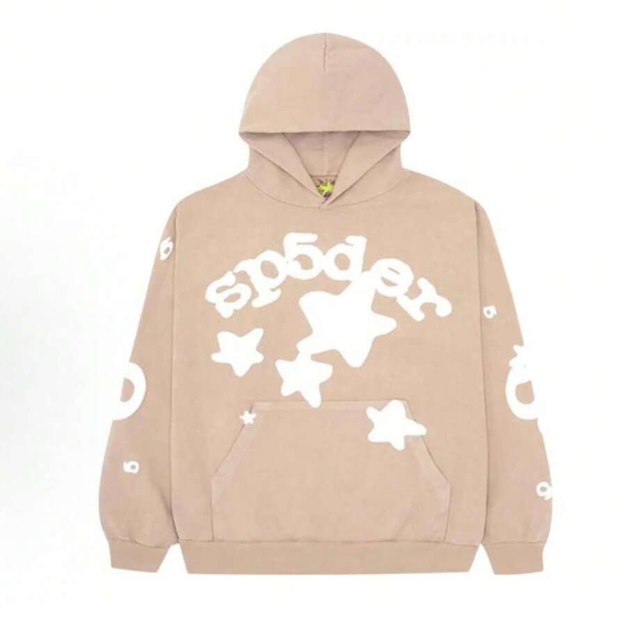 SP5DER  Spider Worldwide Tracksuit Foamed Letters Graphic Hoodies Vintage Printed Hoodie Sweatshirt Casual Oversized Long Sleeve Streetwear Hooded Pullover Streetwear Hoodies, Hooded Neck, Long Sleeve, Foamed Letters, Drop Shoulder, Loose Fit, Kangaroo Pocket, Drawstring Hoodie, Casual Pullover Sweatshirts. Easy To Wear With Leggings, Pants, Jeans, Skirts, Trousers, Etc.The Graphic Vintage Sweatshirts For Women Is A Great Choice For Daily Wear, Casual Wear, Streetwalk, City Walk, Weekends, Home Wear And So On,Suitable For Parties, Dating, Shopping, Office, Vacation, Friends Gatherings, Daily Home Life, Outdoor Activities - Màu be - Xem 1