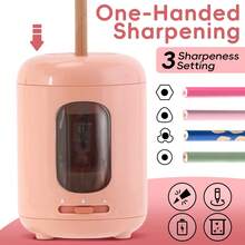 Deli Electric Pencil Sharpener, Automatic Pencil Sharpeners For No.2 Pencils Colored Pencils, Battery Operated Pencil Sharpener, Blue,Pink - Pink - View 12