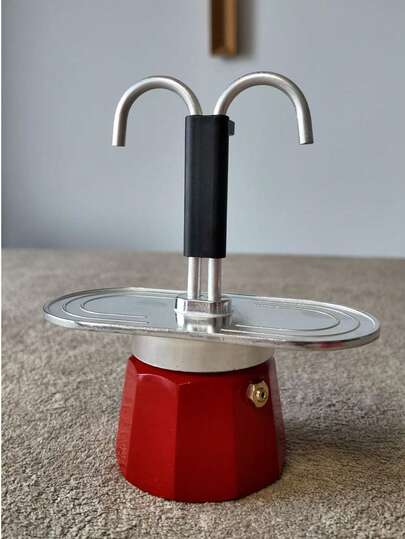 2 tazze Caffettiera Moka rossa, Macchina per caffè espresso italiana, Elegante, Leggera, Adatta per tutti i fornelli (Tazze non incluse), Ottimo regalo per compleanni, festività, Natale