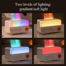 USB供电超声波加湿器兼精油香薰机 - 12色火焰效果夜灯，静音顶部注水设计，适用于办公室、卧室、瑜伽室 - 彩色 - 查看 5