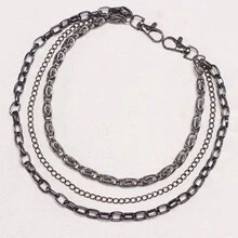 1条时尚多层金属腰链，个性枪黑色扭链多层裤链，百搭牛仔裤链，适合日常佩戴 - 槍黑色 - 查看 7