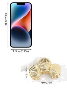 1个极简金属蝴蝶发夹，中号发爪夹，女士适用 - 金色 - 查看 3