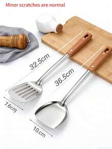 5/2pcs Kitchen Utensil Set, Includes Professional Slotted Spoon, Soup Ladle, Spatula, Scraper, Fine Rice Spoon, Suitable For Cast Iron Pot Cooking, Can Be Used For Stir-Frying Vegetables And Meat, A Good Helper For Daily Cooking (Slight Scratches Are Normal) - Multicolor - View 11