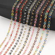 1m Cadena de joyería de acero inoxidable esmaltada, cadena con forma de labios esmaltada por ambos lados, cadena ovalada esmaltada, para hacer joyería, decoración de zapatos, bolsos y ropa - Multicolor - Ver 11