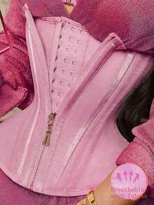 1pc Waist Trainer Belt With Zipper Corset High Compression Body Shaper For Women Shapewear Tummy Control Girdle - Pink - View 7