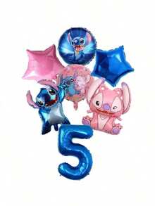 Hasbro 7 chiếc bóng nhôm Lilo & Stitch, trang trí tiệc sinh nhật cho bé trai & bé gái, 1 2 3 4 5 6 7 8 9 tuổi, phụ kiện tiệc mừng em bé, bóng đồ chơi trẻ em - Nhiều màu - Xem 14