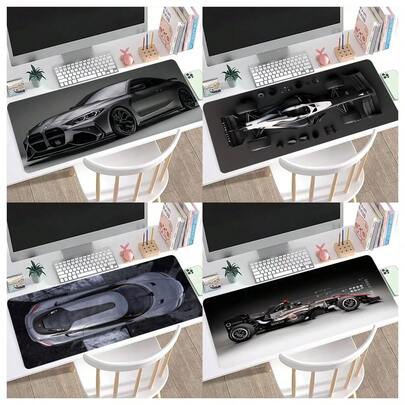 1PC Gaming Mouse Pad, Cool Sports Car Pattern Mouse Pad, Large Size Desk Mat, Non-Slip Rubber Mouse Pad And Keyboard Pad, Edge Stitched.