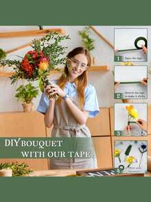 3/6入綠色花藝膠帶 DIY 婚禮花束花莖包裝材料 花店情人節母親節父親節花束包裝材料 花束包裝與花藝裝飾黏性花藝膠帶 婚禮用品 - 彩色 - 查看 3