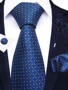 4-Piece Men's Fashion Business Tie Set Including Tie, Handkerchief, Cufflinks, Lapel Pin, 1200 High Density Wrinkle Resistant, Suitable For Weddings And Banquets, Best Gift For Boyfriend/Father - Color Mixing - View 11