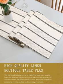 Caminho de mesa em estilo boho com estampa de linho (1 peça), ideal para o Ramadã, perfeito para sala de estar e jantar, lavável e perfeito para cozinha, mesa de jantar, festas e casamentos. Com estilo vintage, é perfeito para hall de entrada, reuniões familiares, mesa de centro e sala de estar. - Branco - Ver 6