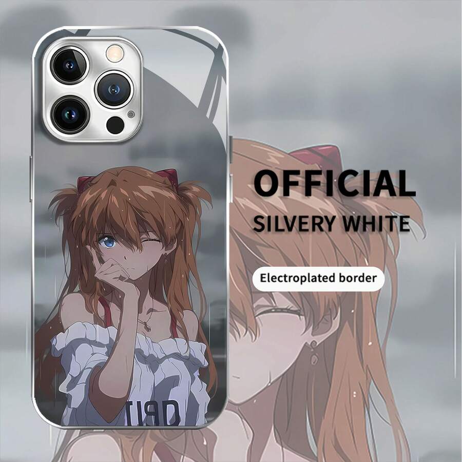 Funda para teléfono con guiño de personaje de anime Compatible con fundas para teléfonos 17 16 Pro Max 15 Pro Max 13 y 12 Funda de vidrio para teléfono Resistente al agua, a los golpes y a las caídas Un gran regalo para familiares, amigos, amantes, novios, novias y el Día de San Valentín - Plateado - Ver 1