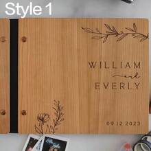 1pc A4/A5/A6 Wooden Wedding Guest Book, Personalized Laser Engraved, Suitable For Recording Photos And Heartfelt Messages, Wedding Photo Album, Personalized Gift, Rustic Charm - Multicolor 2 - View 10