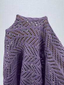 女士夏季镂空透气百搭纯色针织无袖背心，适合运动、健身、日常穿着、夏季度假、休闲场合，男女皆宜，柔软舒适，春夏款 - 紫色 - 查看 5