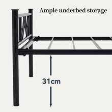 MCC Direct Black Felix Metal Bed Frame With Headboard And Footboard, Modern Design, Underbed Storage Space - Black - View 6